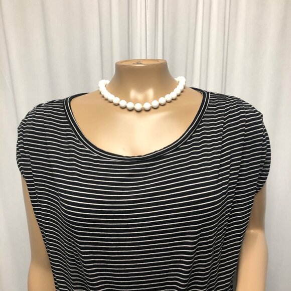 Maurices Dress Womens Size Large Black White Stripe Drawstring Midi Comfy Casual - Picture 2 of 8